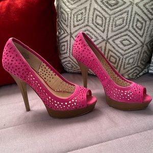 Pink Suede Peep Toe